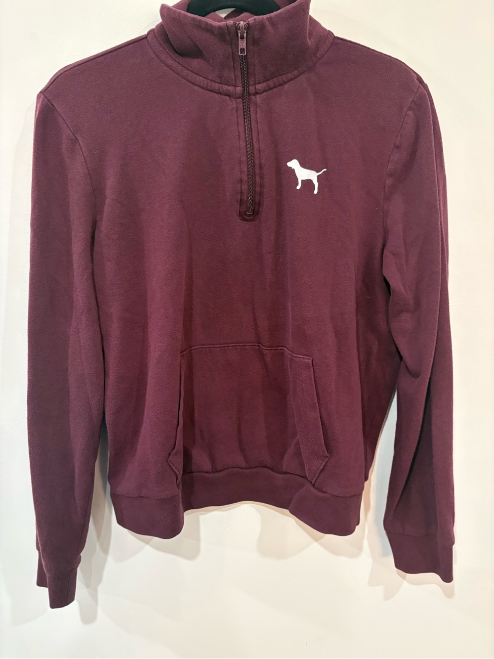 Victoria's Secret Plum Half-Zip Sweatshirt with White Dog Logo